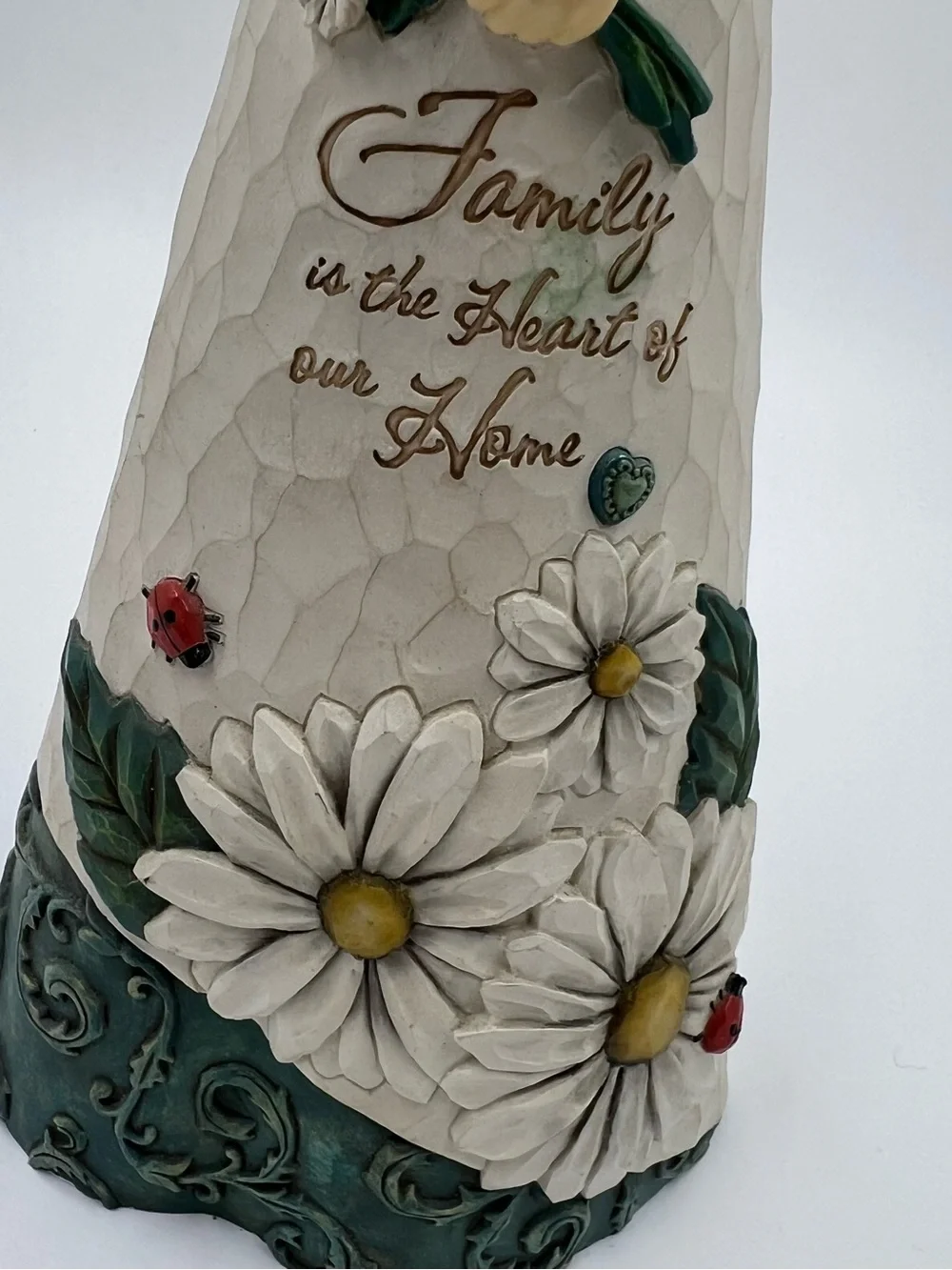 Figurine Decor - White & Teal 'Family' Floral Girl Statue